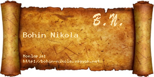 Bohin Nikola névjegykártya